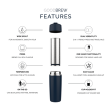 Load image into Gallery viewer, The GoodBrew Flip Top Coffee Press - Indigo
