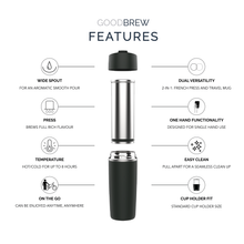 Load image into Gallery viewer, The GoodBrew Flip Top Coffee Press - Long Black
